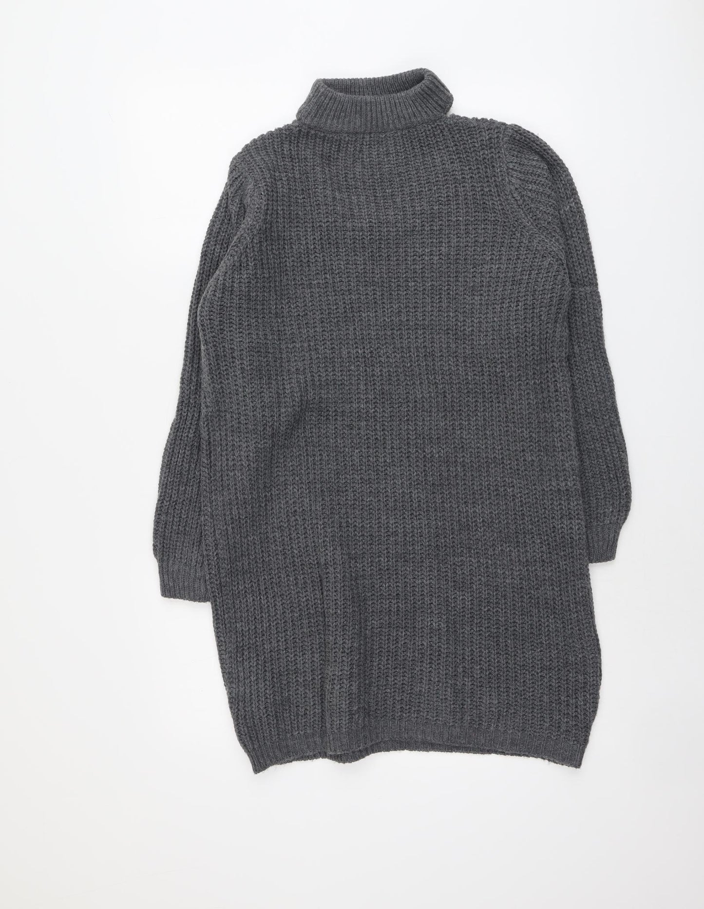 Blue Vanilla Womens Grey V-Neck Acrylic Pullover Jumper Size M