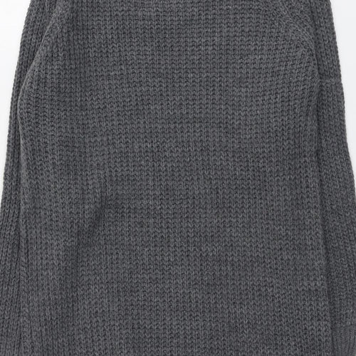 Blue Vanilla Womens Grey V-Neck Acrylic Pullover Jumper Size M