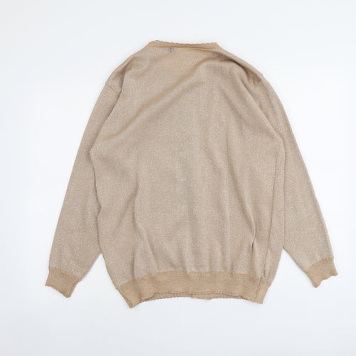 Stockley Womens Beige Round Neck Acrylic Cardigan Jumper Size S