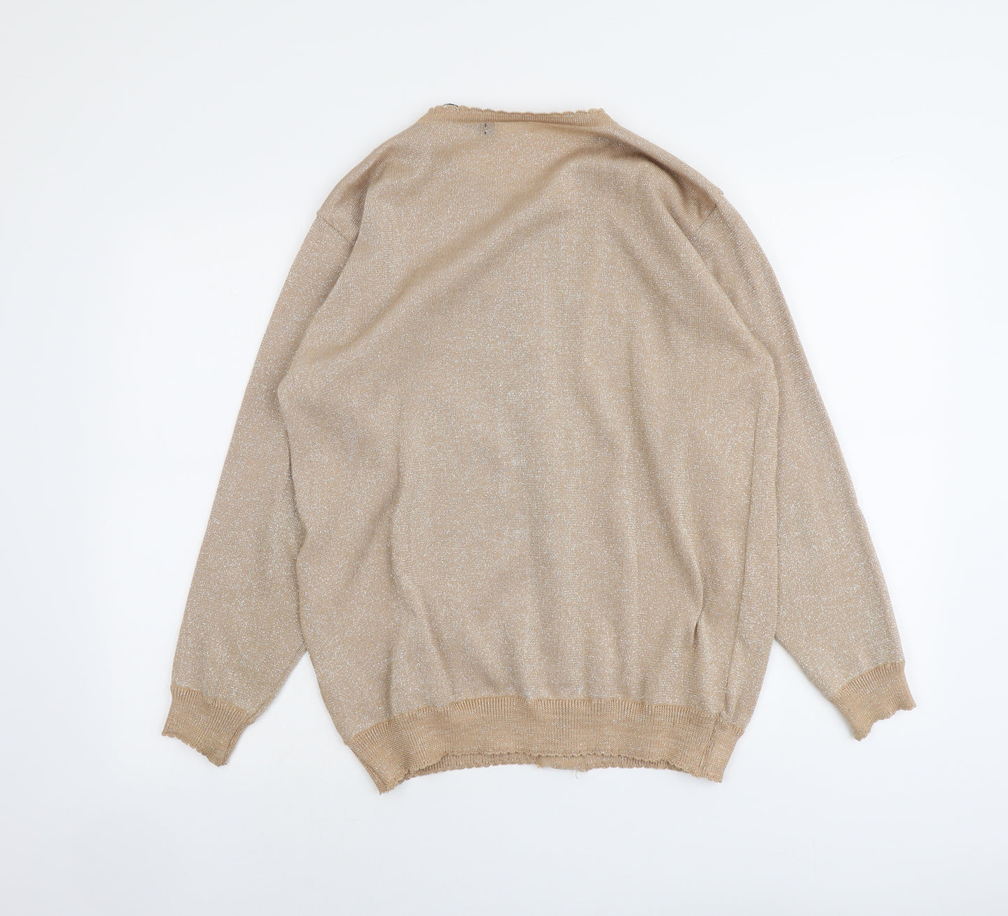 Stockley Womens Beige Round Neck Acrylic Cardigan Jumper Size S