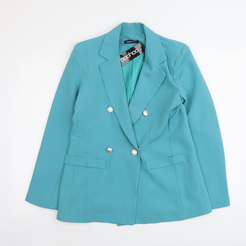 Boohoo Womens Blue Polyester Jacket Suit Jacket Size 8