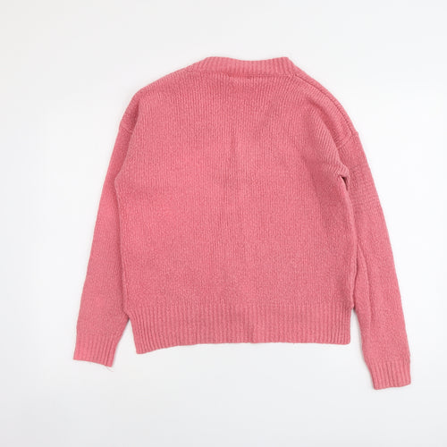 NEXT Womens Pink V-Neck Acrylic Pullover Jumper Size 10