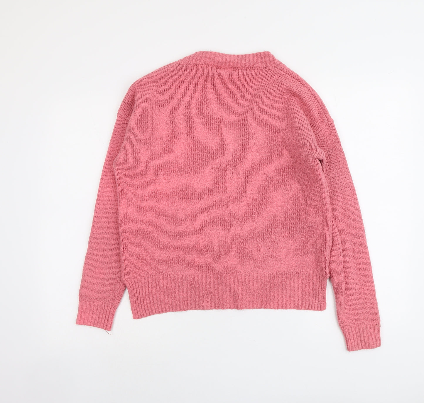 NEXT Womens Pink V-Neck Acrylic Pullover Jumper Size 10