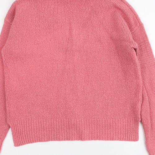 NEXT Womens Pink V-Neck Acrylic Pullover Jumper Size 10