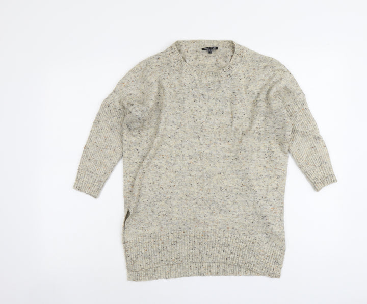 Warehouse Womens Beige Round Neck Acrylic Pullover Jumper Size 10