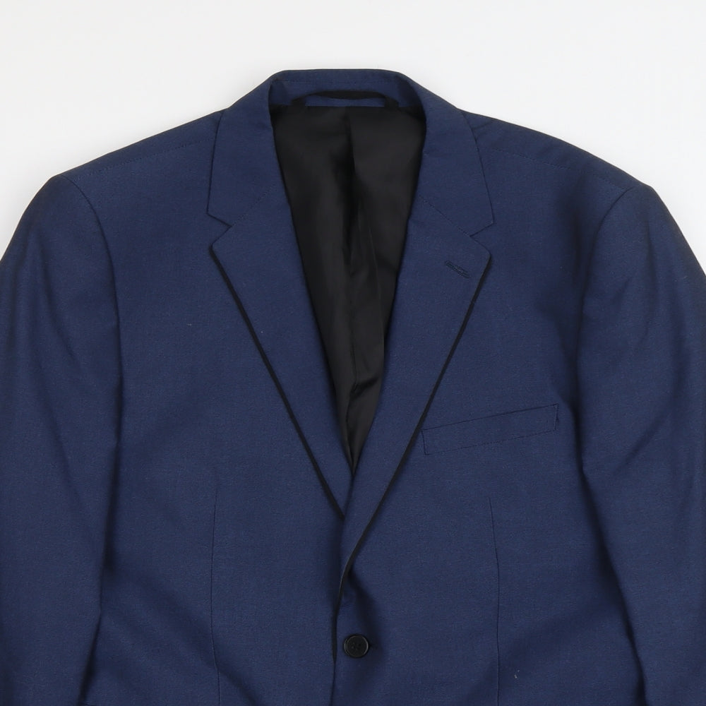 Burton Mens Blue Polyester Jacket Suit Jacket Size L Regular