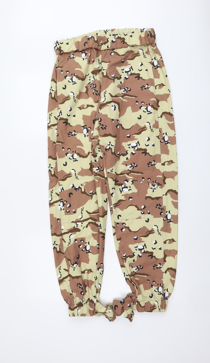 Reclaimed Vintage Womens Multicoloured Camouflage Polyester Trousers Size 12 L29 in Regular