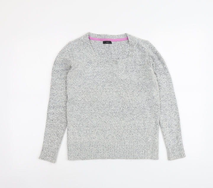 M&Co Womens Grey Square Neck Acrylic Pullover Jumper Size 10