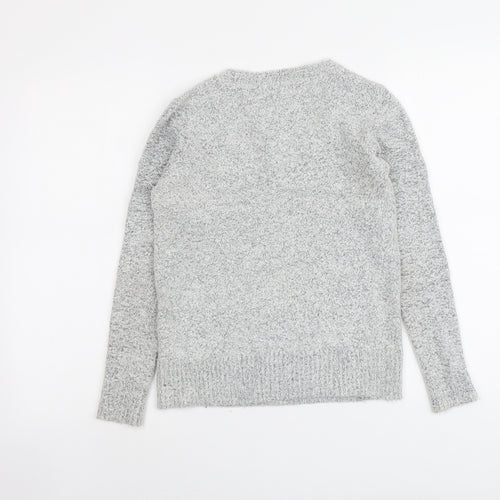 M&Co Womens Grey Square Neck Acrylic Pullover Jumper Size 10
