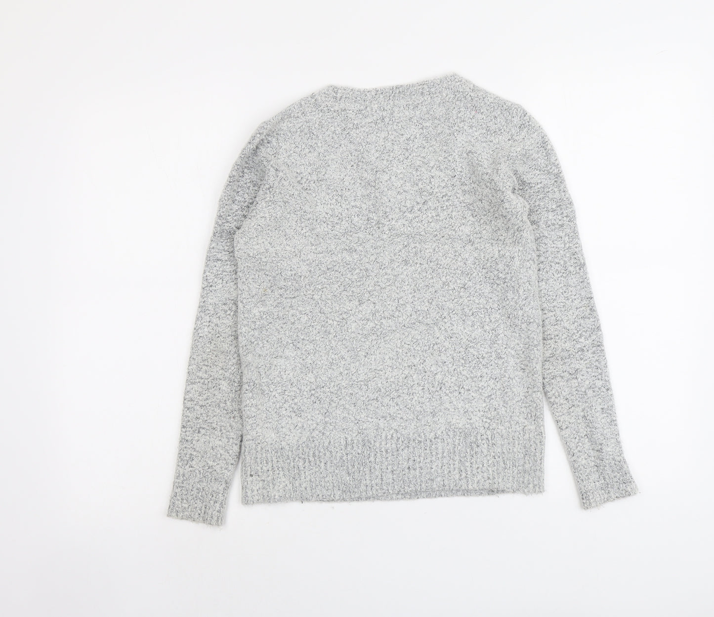 M&Co Womens Grey Square Neck Acrylic Pullover Jumper Size 10
