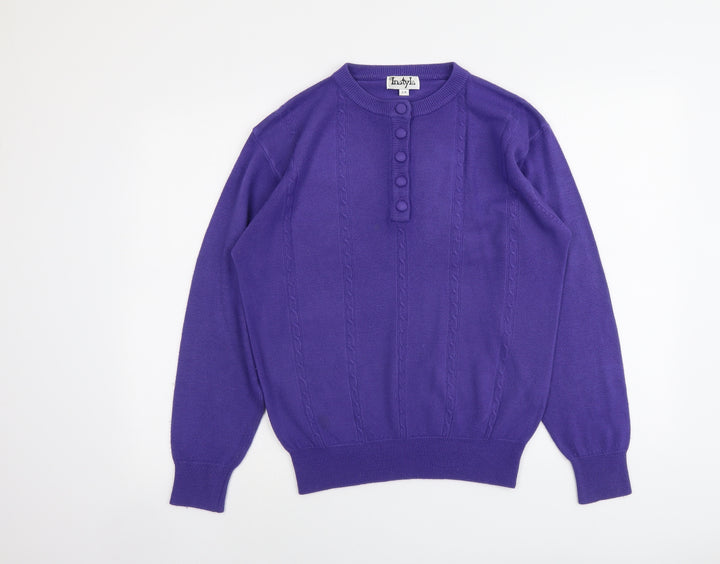 Instyle Womens Purple Round Neck Acrylic Pullover Jumper Size S