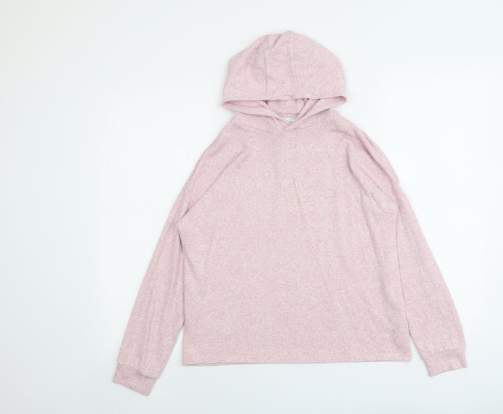 Marks and Spencer Girls Pink Viscose Pullover Hoodie Size 12-13 Years Pullover