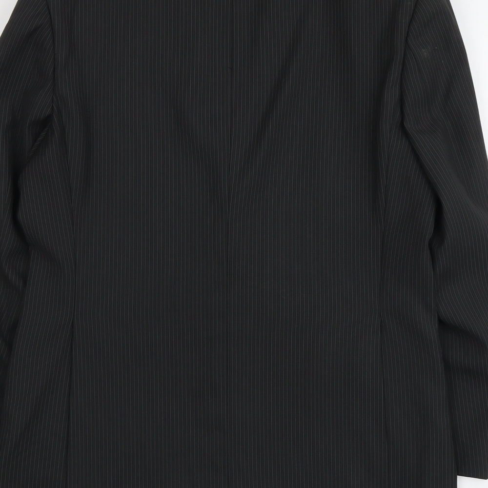 Milan Collection Mens Grey Striped Polyester Jacket Suit Jacket Size M Regular