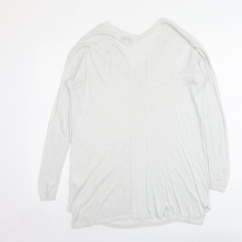 NEXT Womens Grey V-Neck Viscose Pullover Jumper Size 10