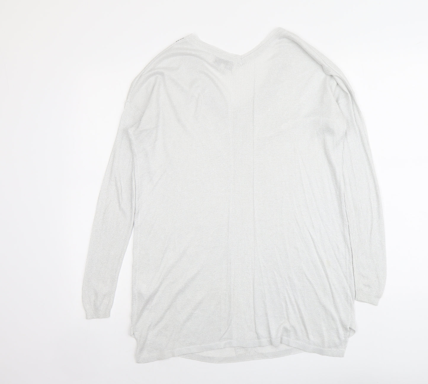NEXT Womens Grey V-Neck Viscose Pullover Jumper Size 10