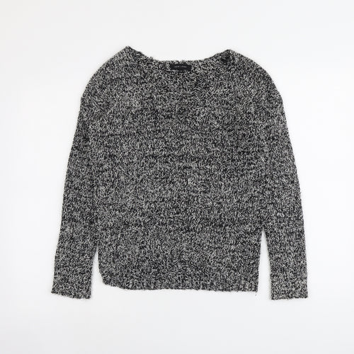 New Look Womens Black Boat Neck Acrylic Pullover Jumper Size 8