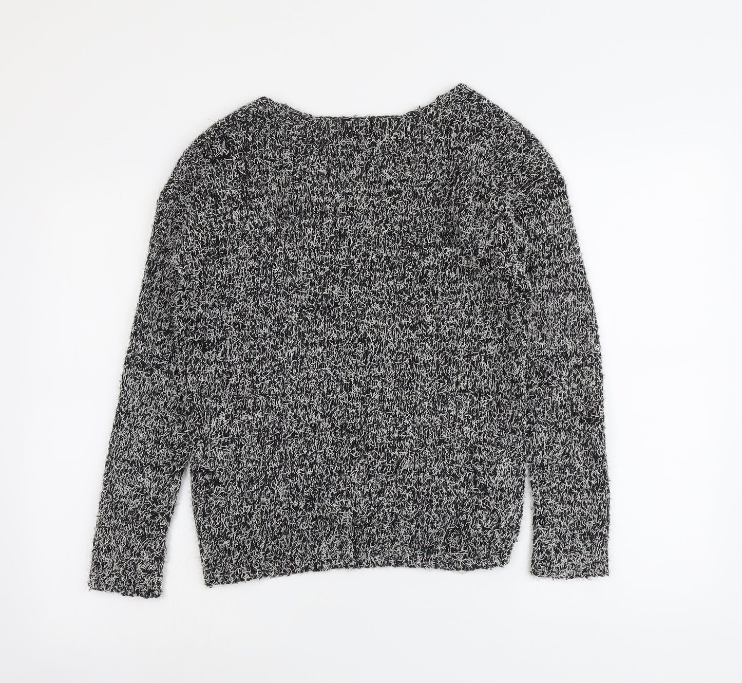 New Look Womens Black Boat Neck Acrylic Pullover Jumper Size 8