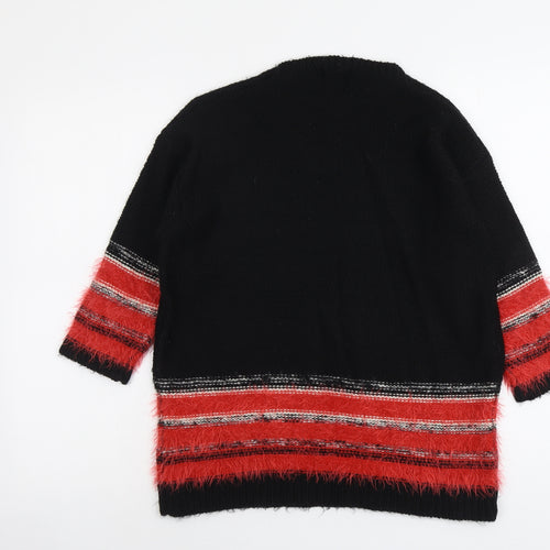 M&Co Womens Black Round Neck Acrylic Pullover Jumper Size 12