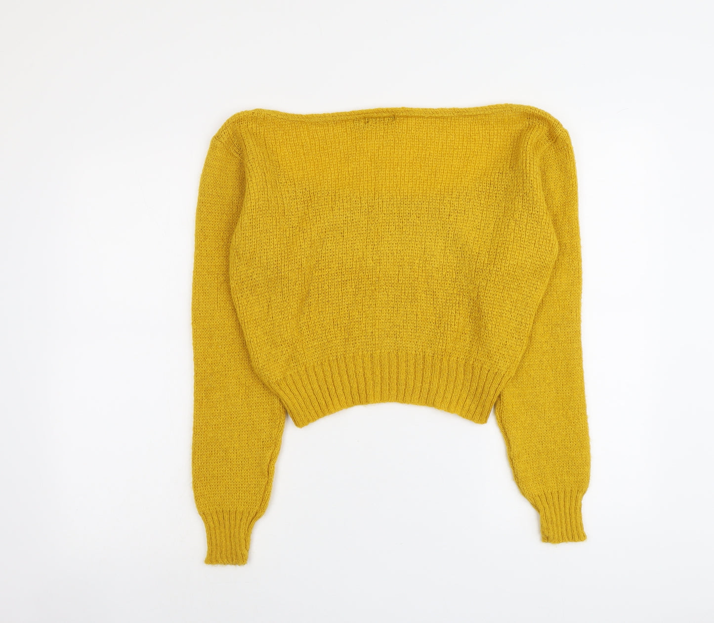 PRETTYLITTLETHING Womens Yellow Round Neck Acrylic Pullover Jumper Size S