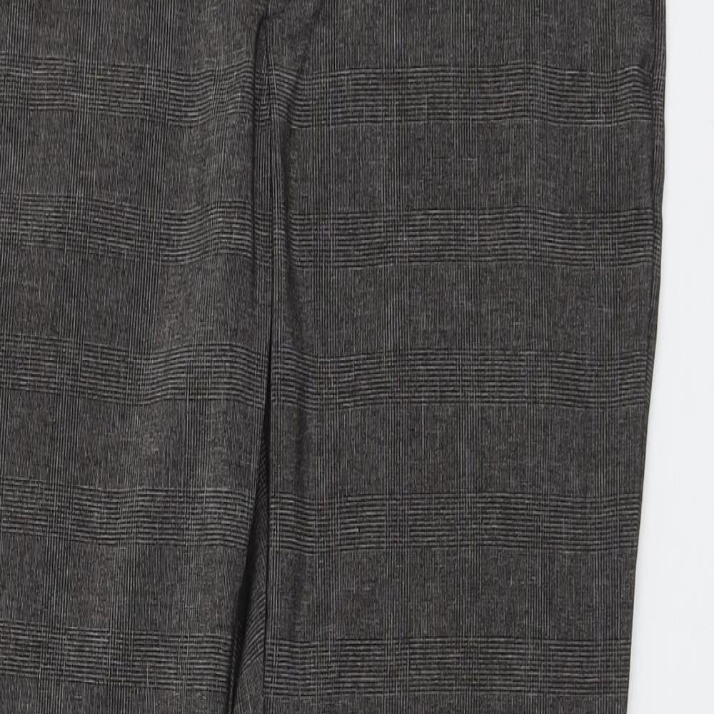 H&M Womens Grey Plaid Polyester Chino Trousers Size 36 in L29 in Regular Button