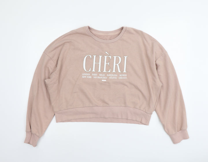 New Look Womens Pink Cotton Pullover Sweatshirt Size 6 Pullover - Cheri