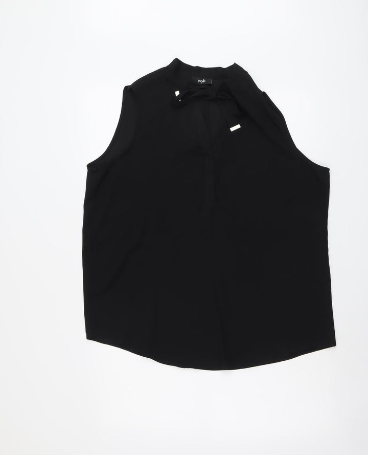 Wallis Womens Black Polyester Basic Blouse Size M Round Neck