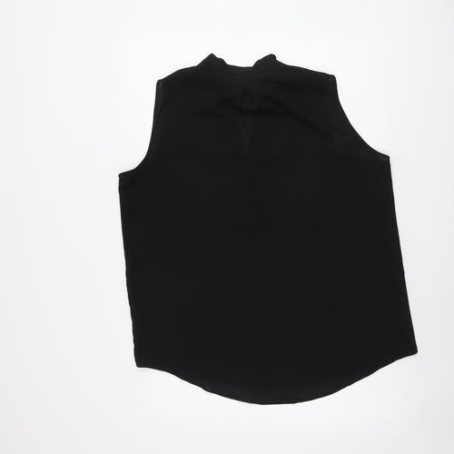Wallis Womens Black Polyester Basic Blouse Size M Round Neck