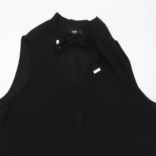 Wallis Womens Black Polyester Basic Blouse Size M Round Neck
