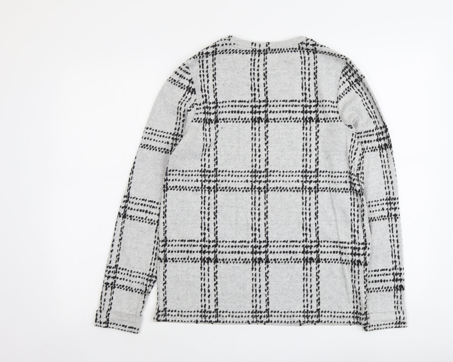 NEXT Womens Grey Round Neck Check Polyester Pullover Jumper Size 10