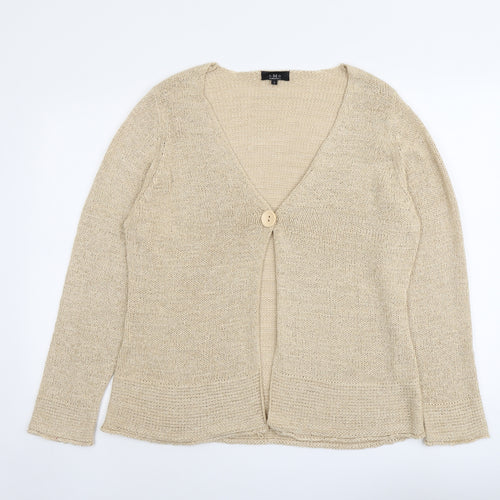 C.M.D Womens Beige V-Neck Acrylic Cardigan Jumper Size L