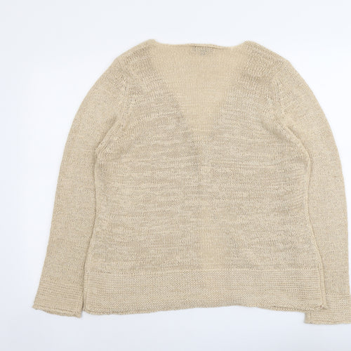 C.M.D Womens Beige V-Neck Acrylic Cardigan Jumper Size L