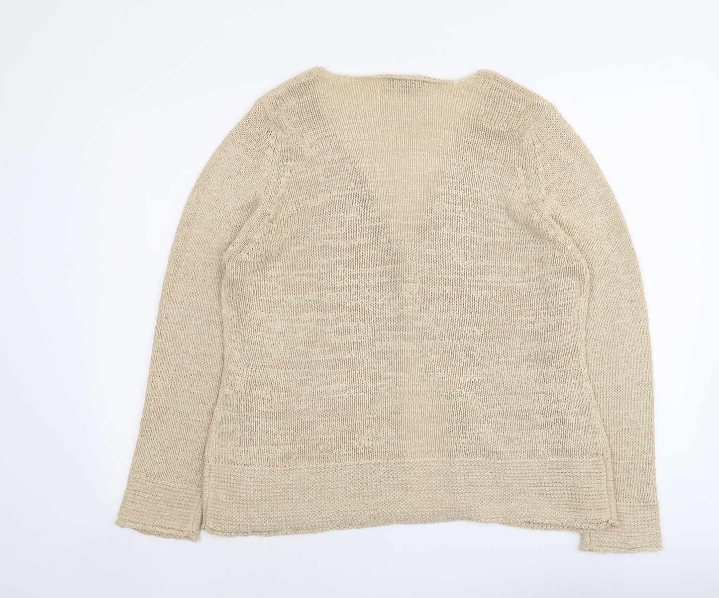 C.M.D Womens Beige V-Neck Acrylic Cardigan Jumper Size L