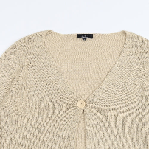 C.M.D Womens Beige V-Neck Acrylic Cardigan Jumper Size L