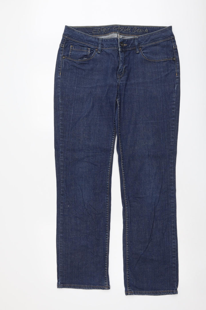 Esprit Womens Blue Cotton Bootcut Jeans Size 34 in L31 in Regular Button