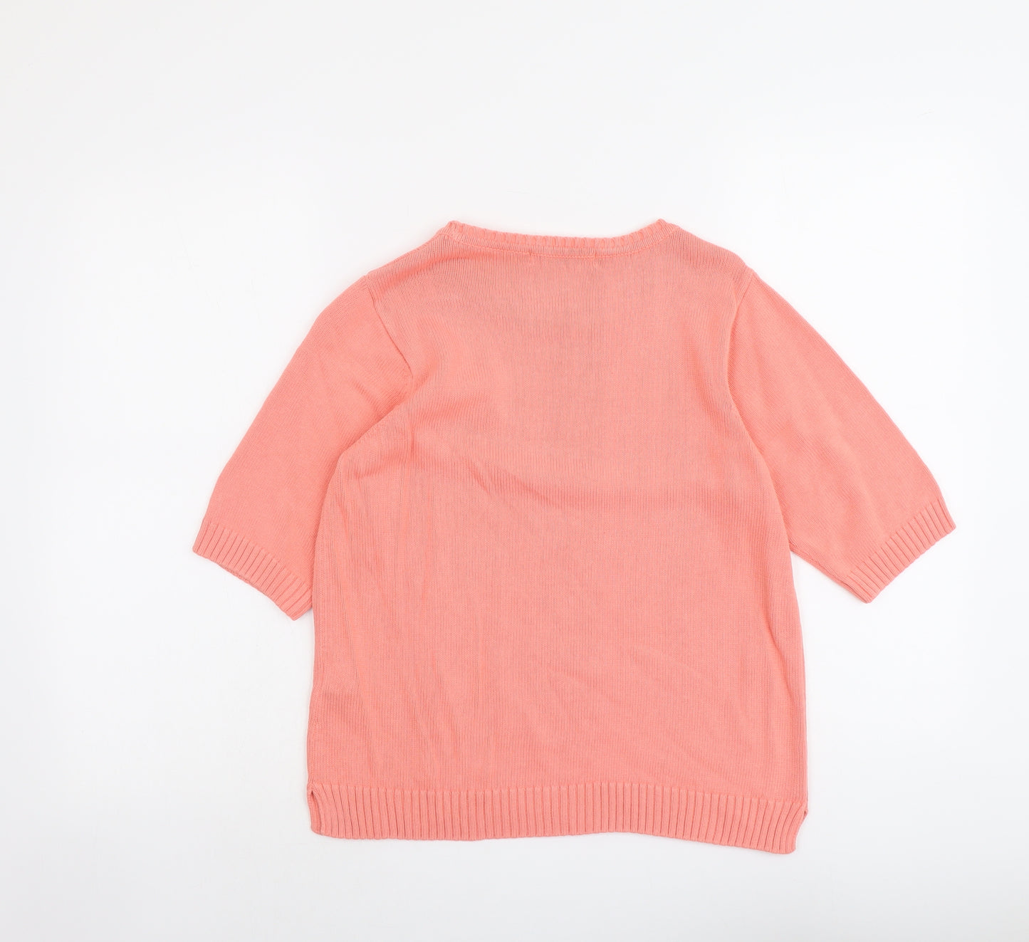 Marks and Spencer Womens Orange Round Neck Cotton Pullover Jumper Size 10