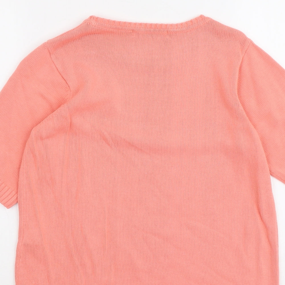 Marks and Spencer Womens Orange Round Neck Cotton Pullover Jumper Size 10