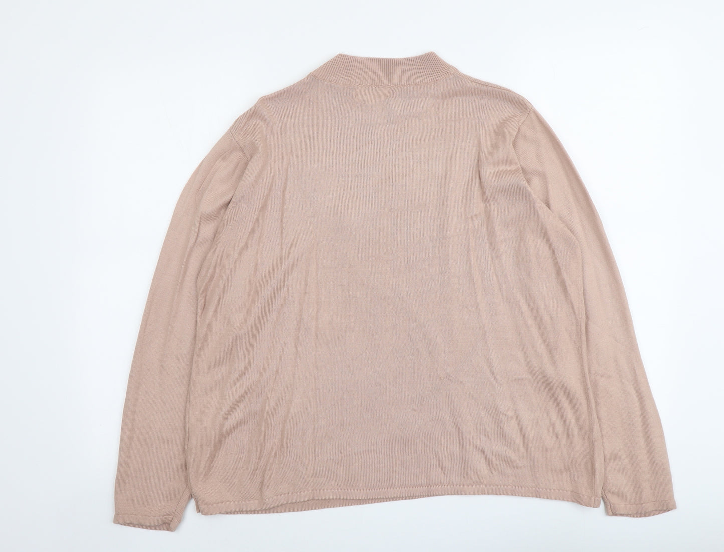 Fay Louise Womens Pink Round Neck Floral Acrylic Pullover Jumper Size XL