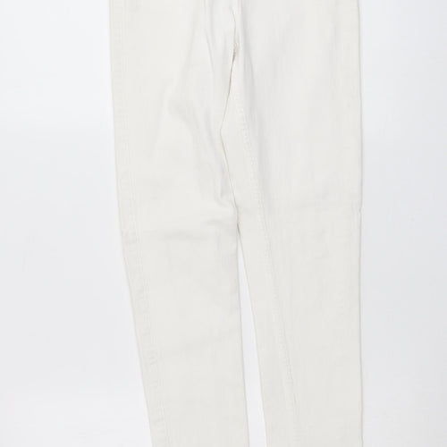 Topshop Womens Ivory Cotton Skinny Jeans Size 30 in L33 in Regular Button