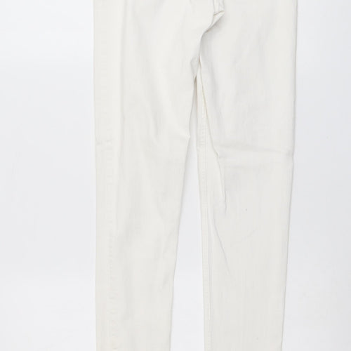 Topshop Womens Ivory Cotton Skinny Jeans Size 30 in L33 in Regular Button