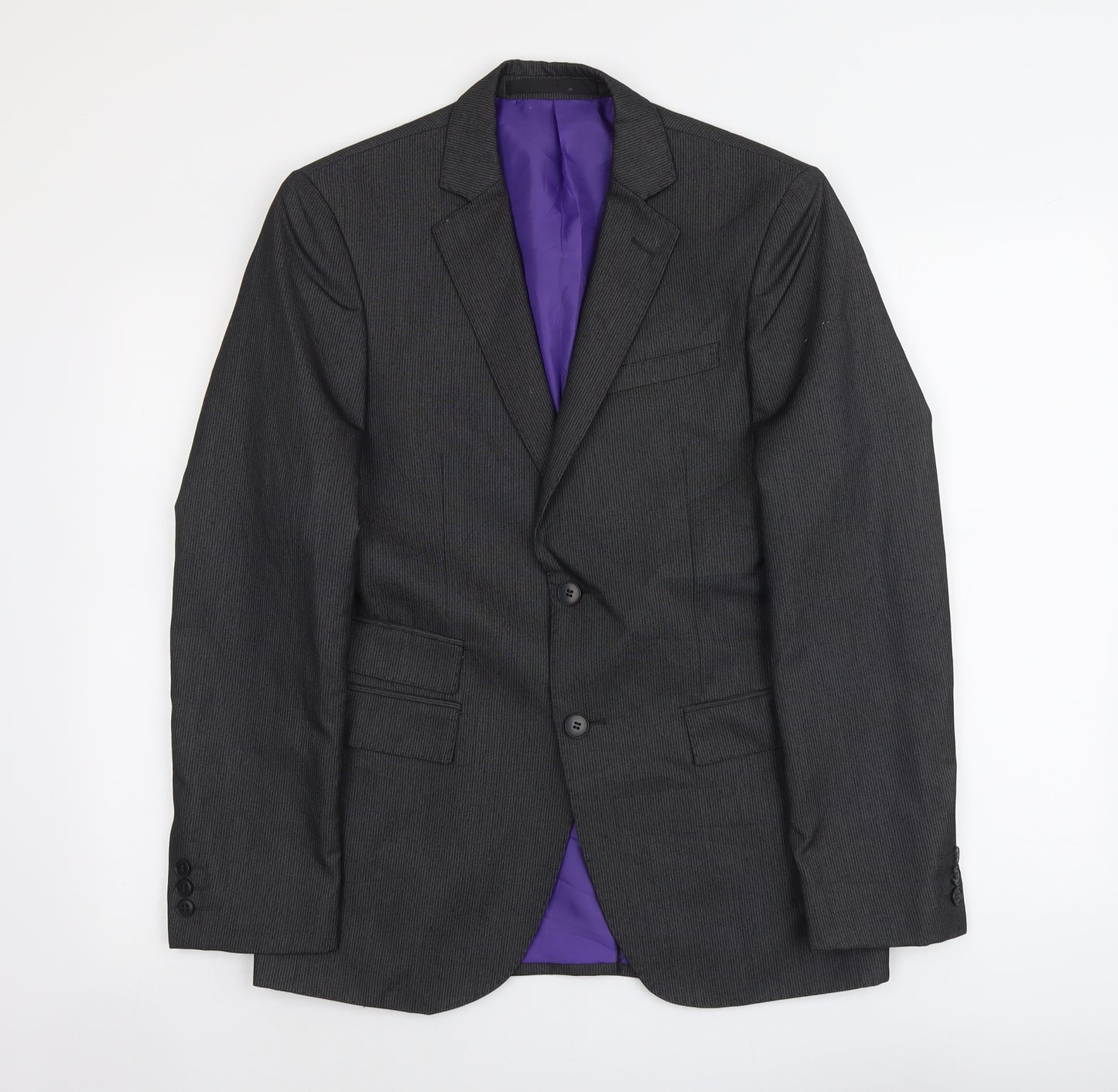 Marks and Spencer Mens Grey Striped Polyester Jacket Suit Jacket Size S Regular