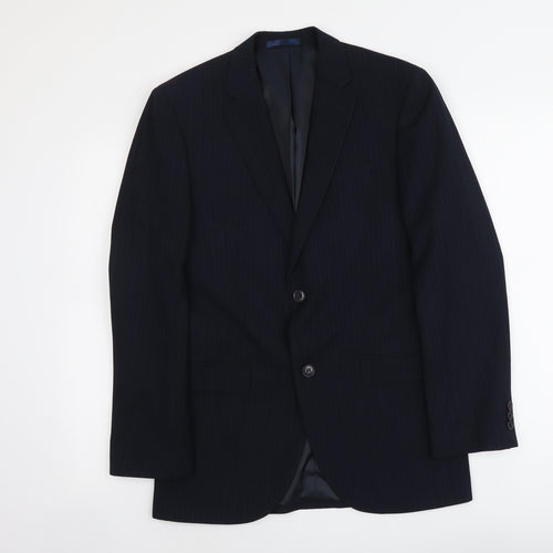 B&W Mens Blue Polyester Jacket Suit Jacket Size S Regular