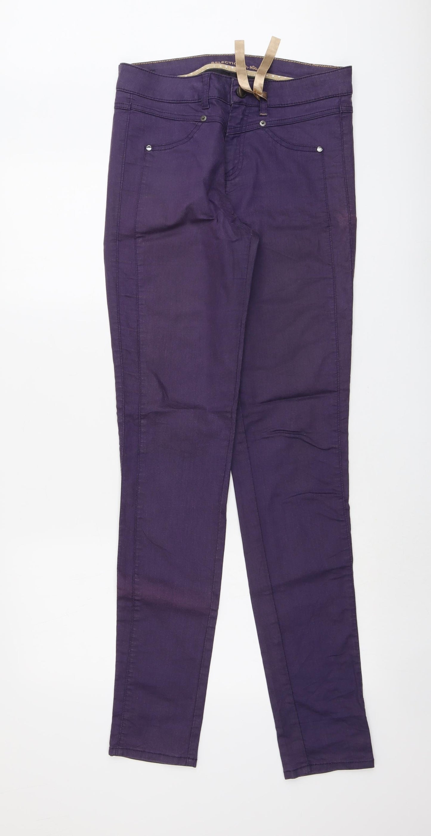 s.Oliver Womens Purple Polyester Trousers Size 30 in L34 in Regular Button
