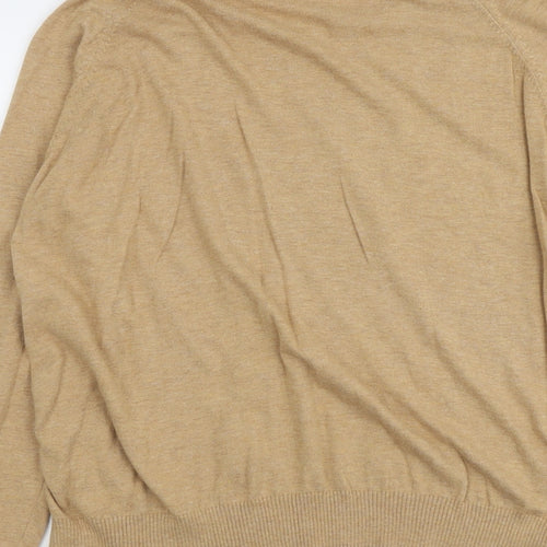 Marks and Spencer Womens Beige Boat Neck Cotton Pullover Jumper Size L