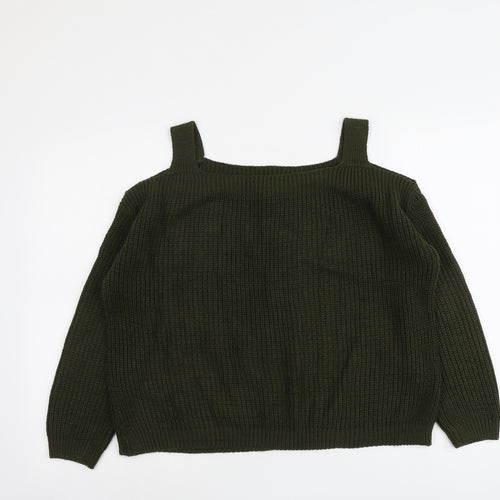 Dorothy Perkins Womens Green Round Neck Acrylic Pullover Jumper Size 10 - Cold Shoulder