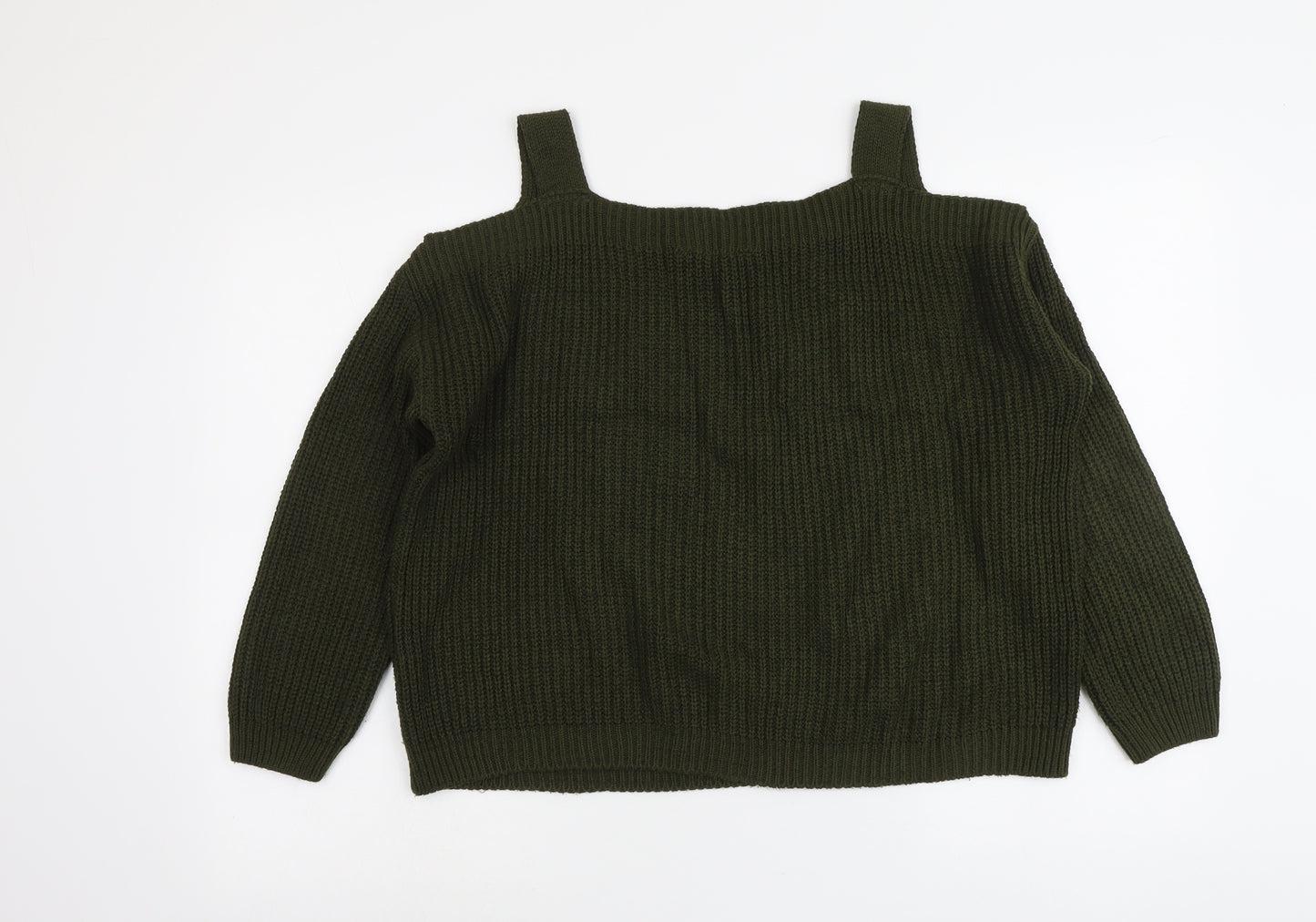Dorothy Perkins Womens Green Round Neck Acrylic Pullover Jumper Size 10 - Cold Shoulder