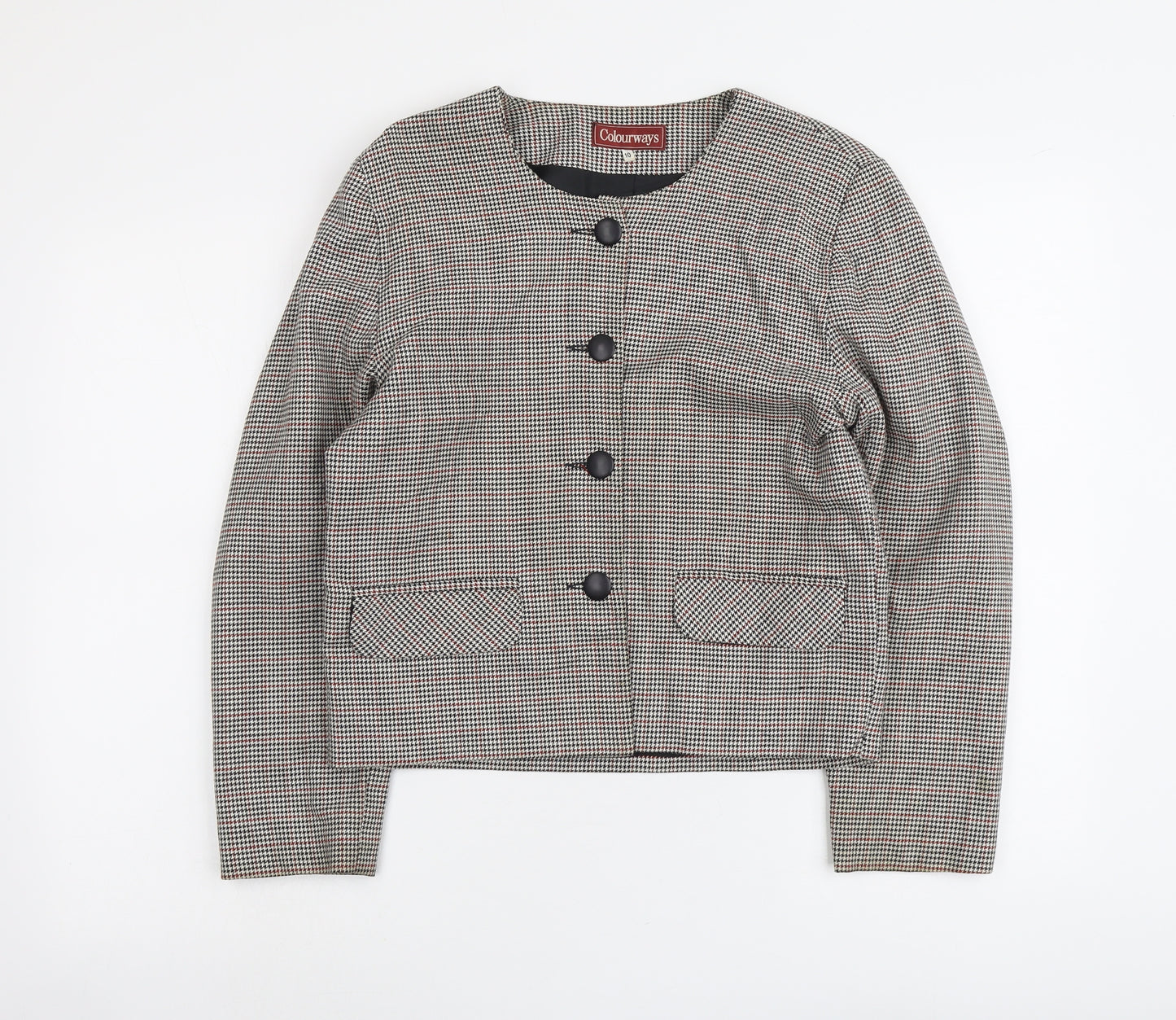 Colourways Womens Black Geometric Jacket Size 10 Button