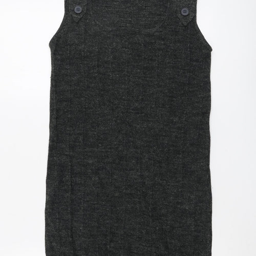 Ignite Womens Grey Acrylic Pinafore/Dungaree Dress Size S Round Neck Pullover