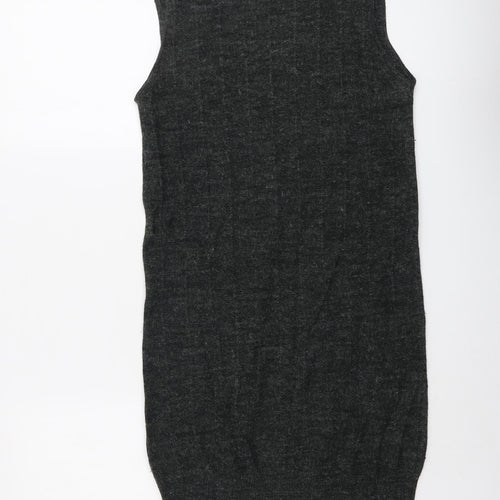 Ignite Womens Grey Acrylic Pinafore/Dungaree Dress Size S Round Neck Pullover
