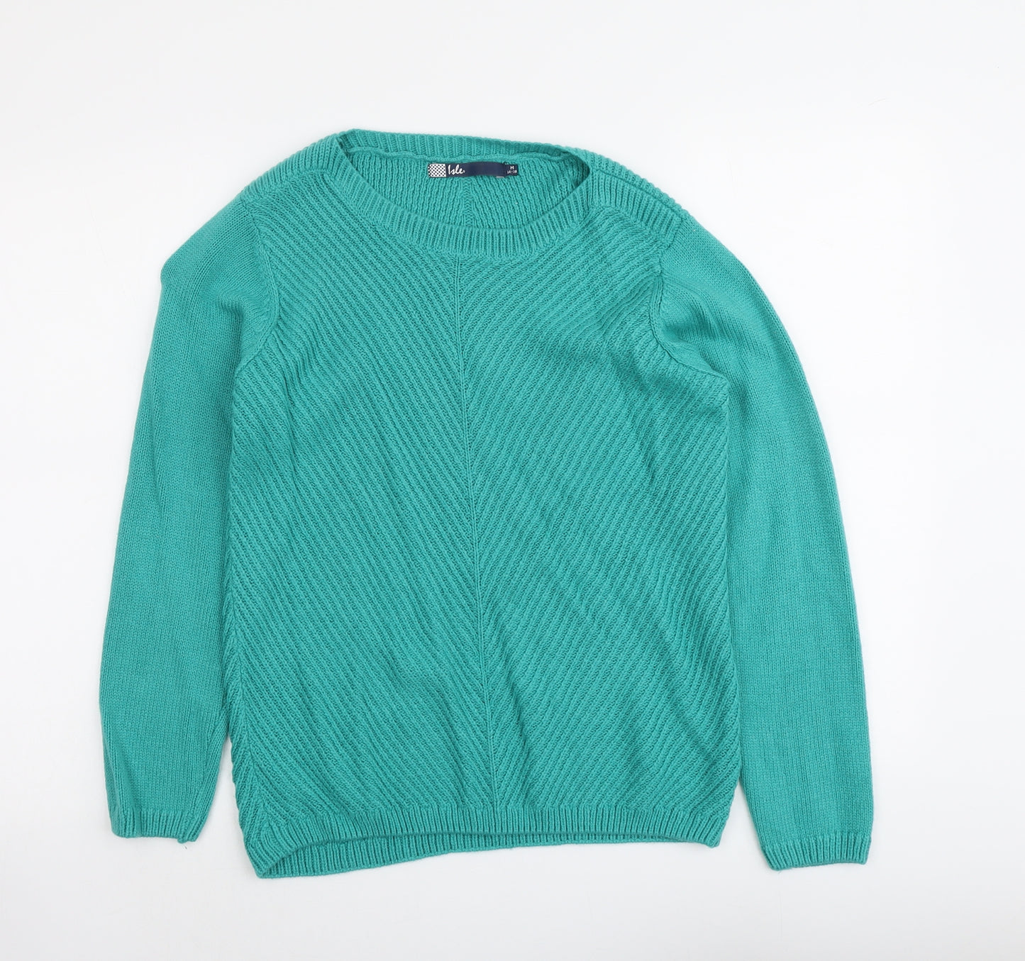 EWM Womens Green Round Neck Acrylic Pullover Jumper Size 14