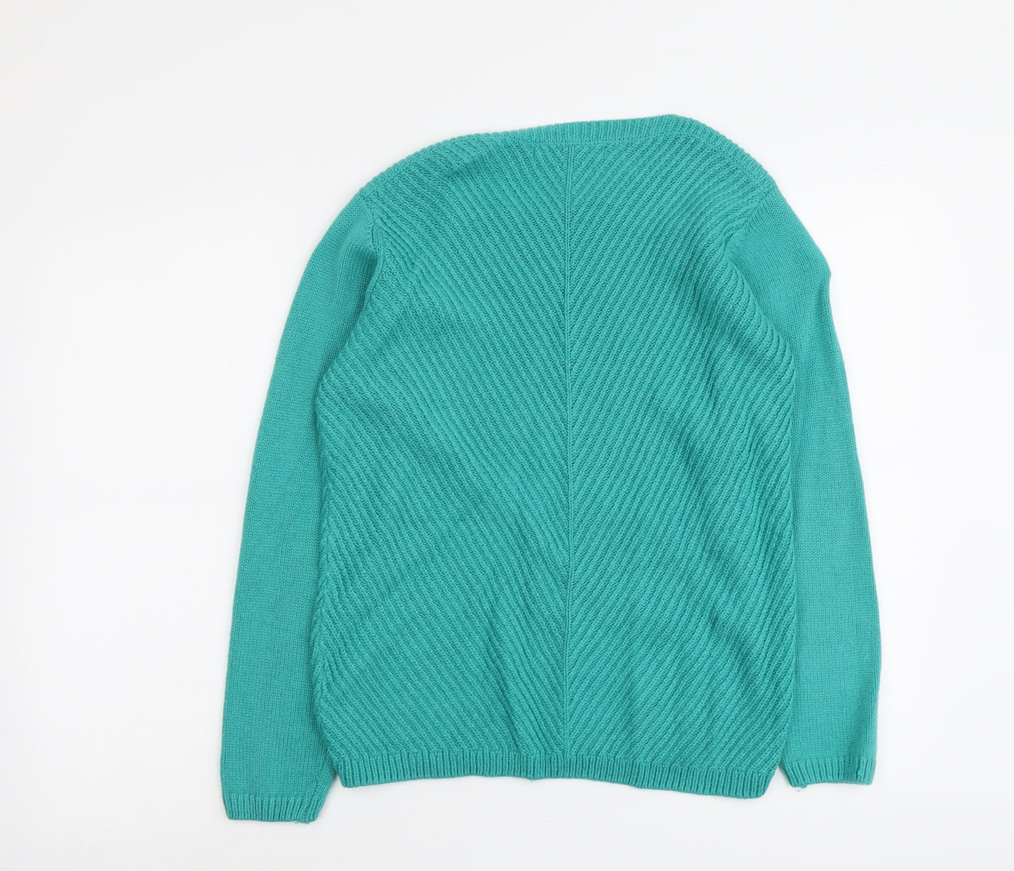 EWM Womens Green Round Neck Acrylic Pullover Jumper Size 14